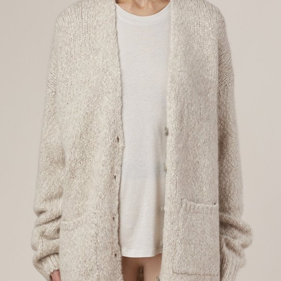 RAQUEL ALLEGRA DUSTY ROSE PINK EYE EMBROIDERED ALPACA CARDIGAN 1 OR S - Picture 7 of 13